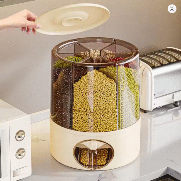 360° Rotating 6-Compartment Grain Storage Dispenser
