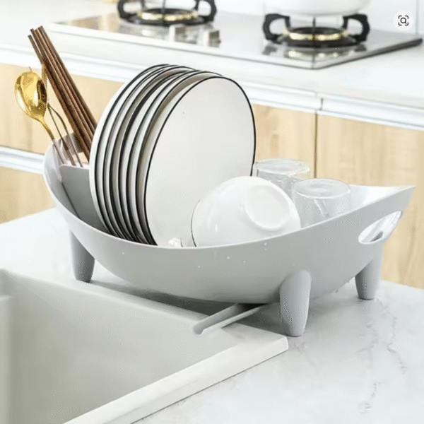Oval Dish Drying Rack with Utensil Holder