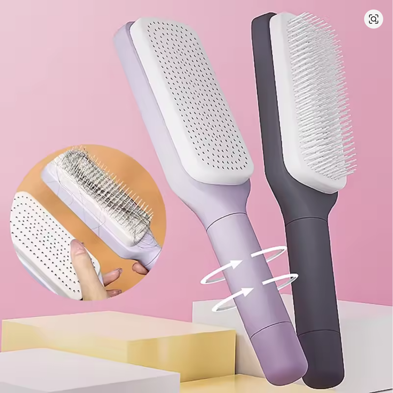 Automatic Rotating Self-Cleaning Hairbrush